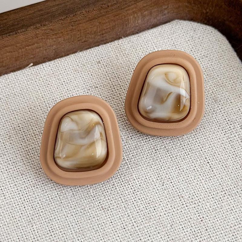 Простые новые коричневые геометрические серьги в стиле ретро с темпераментом, французские серьги, украшения для девочек