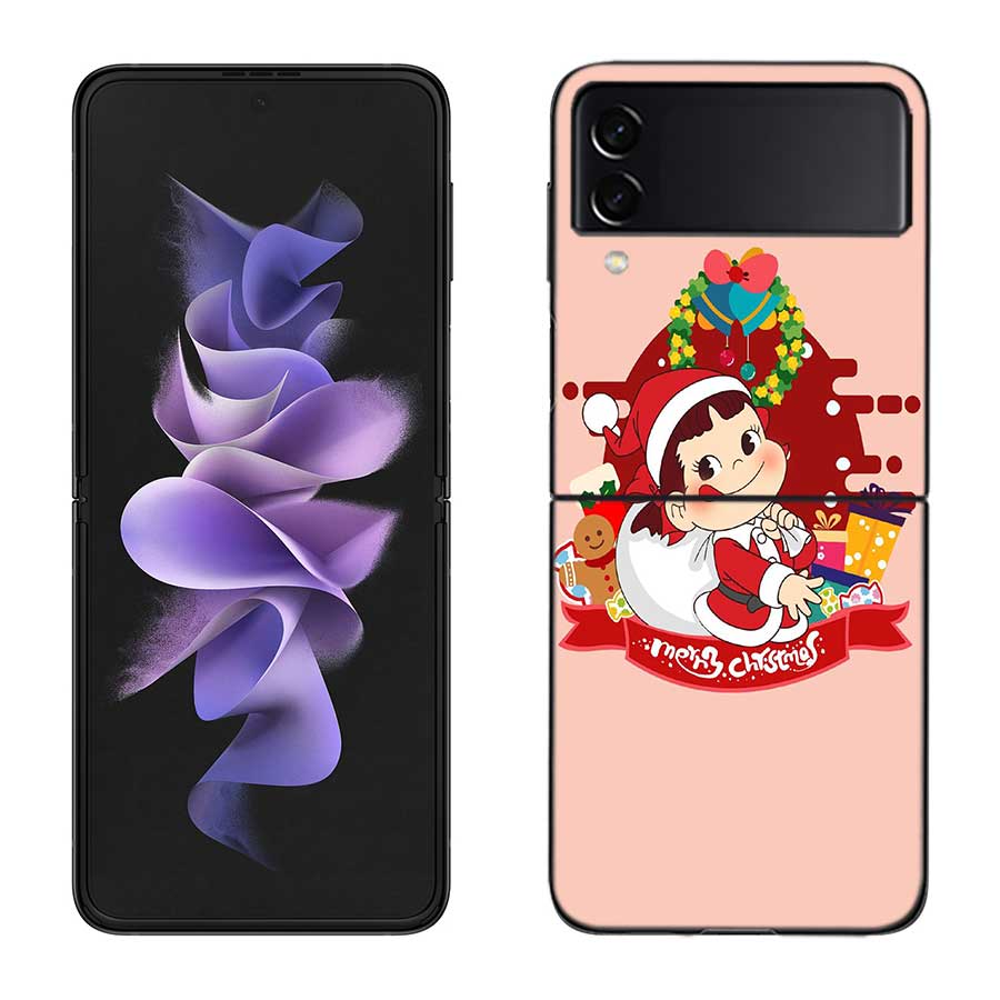 F-Fujiya M-Milky P-Peko C-chan Мультяшный Чехол для Телефона для Samsung Z Flip 7 6 5G Galaxy Z Flip 5 4 3 Черный Жесткий Чехол Роскошный ПК