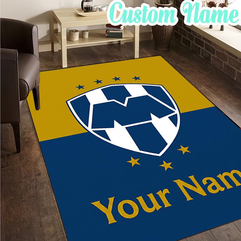 Custom Name Monterrey Emblem Design Rug, Office Rug, Chair Rug, Carpet for Living Rooms, Doormat Game Rug Home Decor Christmas Gifts