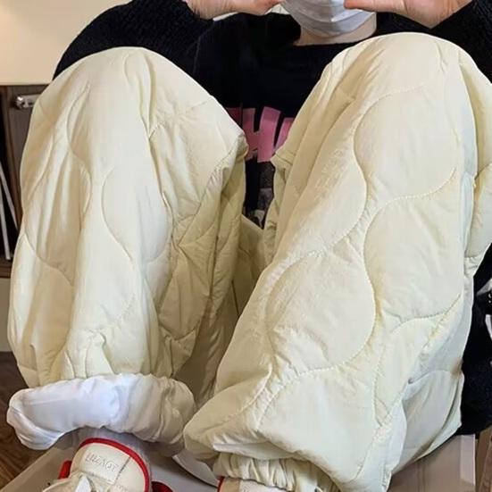 Мужские зимние брюки, утолщенные стеганые брюки с подкладкой из овечьей шерсти и флисом, ветрозащитные брюки прямого кроя с застежкой на шнурке для повседневной носки