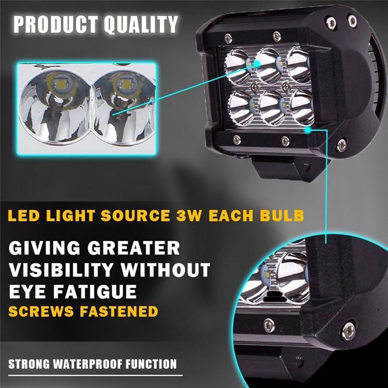 18W Led Work Light 4Wd Offroad Spot Противотуманная фара Atv Suv Ute Дальняя лампа для джипа