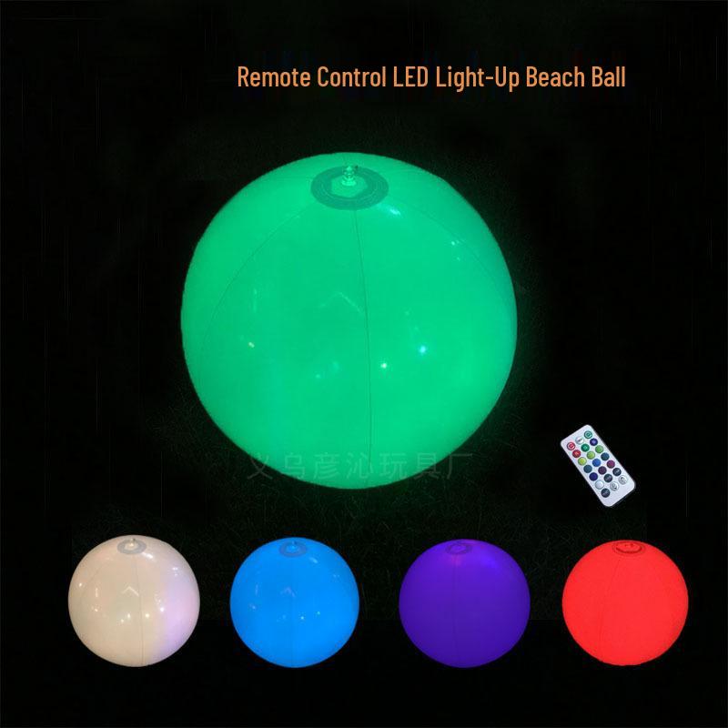 Светодиодный надувной пляжный мяч с изменяющимся цветом - Управляемый пультом, Водонепроницаемый, Реквизит для бассейна и концерта