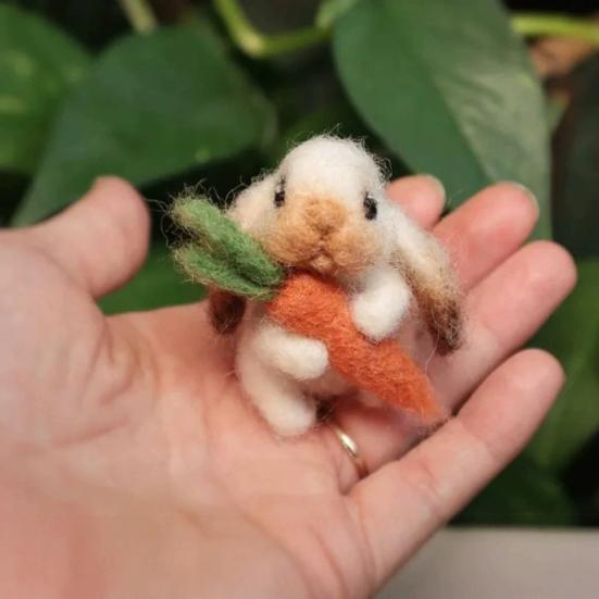 1 шт/2 шт войлочный вислоухий кролик с морковкой мини игольчатый валяный плюшевый кролик ручной работы из войлока животное для пасхального украшения
