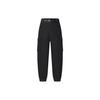 Solid Color Drawstring Woven Knit Sports Pants Women Pants Deep-Black A11W417804F-BK