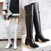 Women's High-heeled Boots Autumn and Winter Classic Thick-heeled Solid-colored Knee Boots European and American Style Large-size Boots