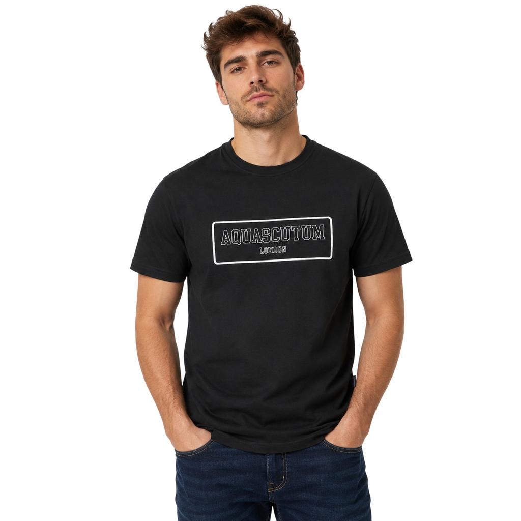 Aquascutum Mens Lettering Crew Neck T-Shirt