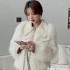Женская укороченная куртка из искусственного меха с отворотами, кардиган с накладными плечами, зимнее пушистое пальто из искусственного меха, короткое плюшевое пальто, верхняя одежда, осеннее пальто