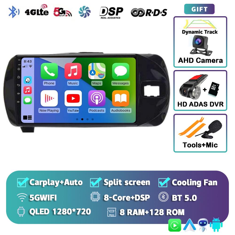 Android 14 Carplay для Toyota Vitz 3 XP130 2014 2015 2016 2017 2018 2019 Автомобильный радиоприемник Мультимедиа Видеоплеер Навигация GPS Стерео