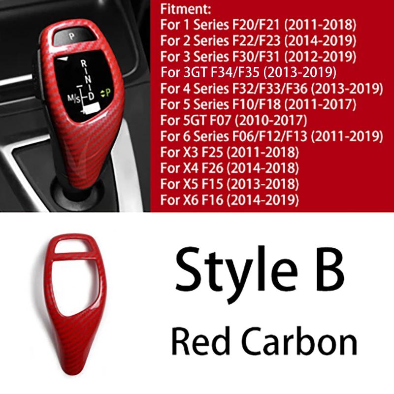 For BMW 1 2 3 4 5 6 Series F10 F18 F20 F21 F22 F23 F30 F31 F32 F35 Carbon Fiber Style ABS Gear Shift Knob Panel Cover Trim Frame