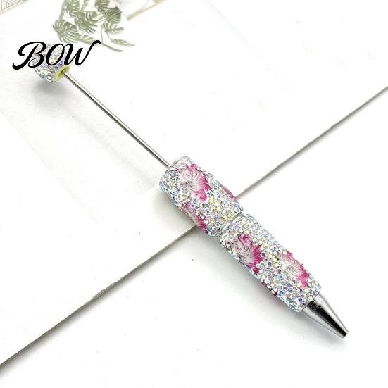 Creative Beaded Gift Pen DIY Glow-in-the-Dark Diamond Pen, Rhinestone Ballpoint Pens with Cartoon Charms, Cute Glitter Writing Attractive Luminous