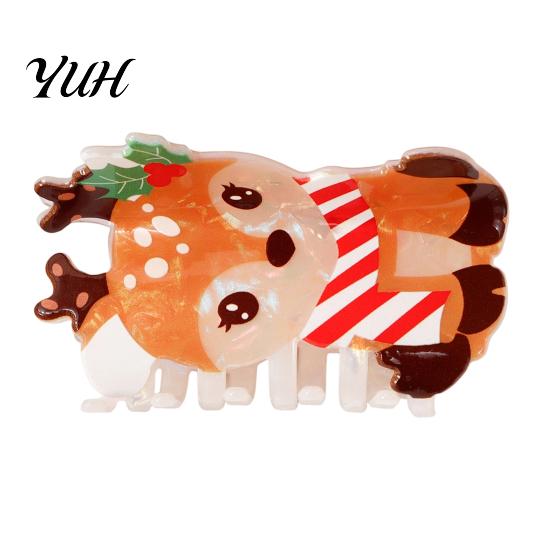Christmas Hair Claw Clips Clip for Women, Acrylic Festive Accessories with Elk Santa Snowflake Cute Gift Girls Patterns, Non Slip Strong Hold Styling
