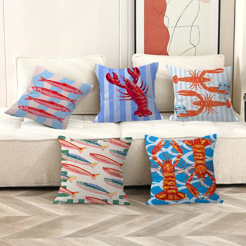 Colorful Sardine Lobster Fish Ocean Animal Pillow Anime Pillow Sofa Bed Head Pillow Cover Cushion Cover x cm Fashion