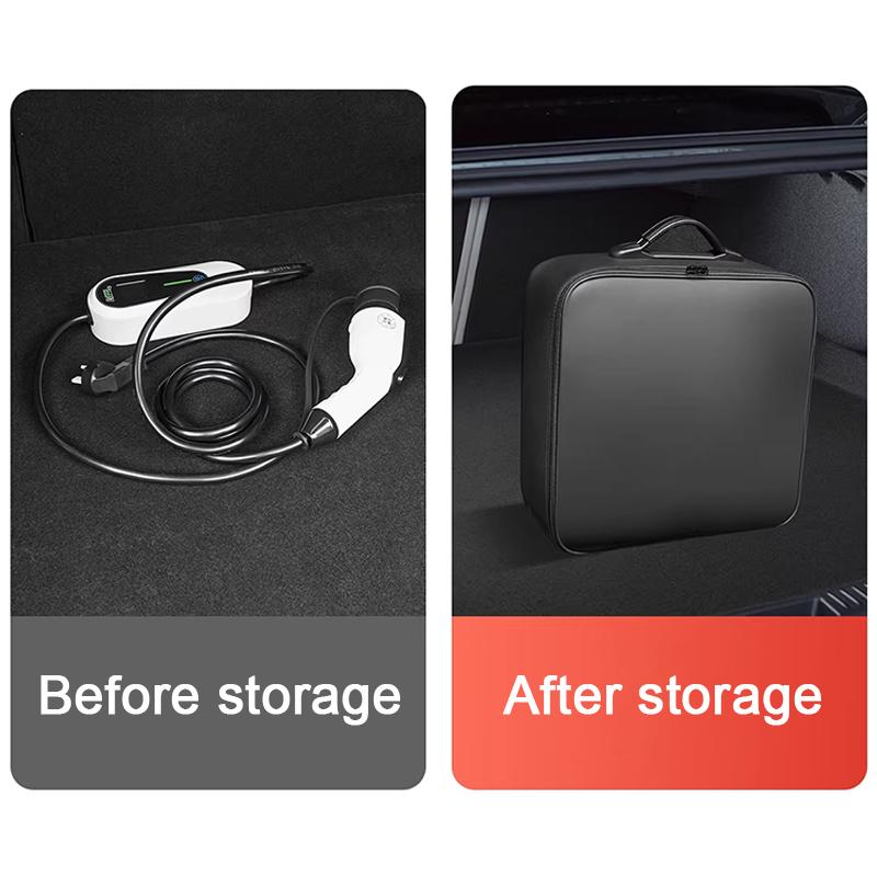 Portable EV Car Charging Cable Storage Box Fit For Tesla Model 3 Y S X Electric Vehicle Charger Cables Carry Bag Waterproof