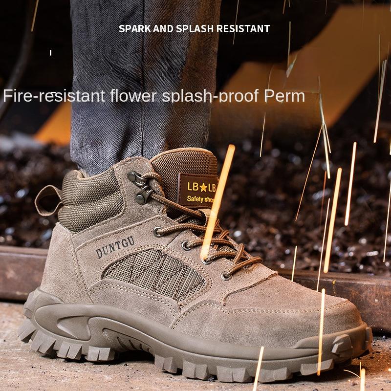 Labor Protection Shoes Men's Four Seasons Breathable Type Anti-Smashing and Anti-Penetration Steel Toe Cap Soft Bottom Safety Shoes