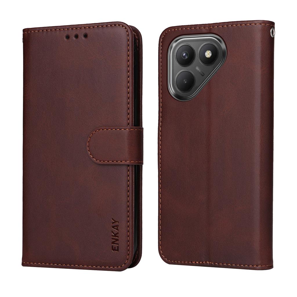 For TECNO Pova 7 4G PU Leather Wallet Case Phone Stand Cover with Tempered Glass