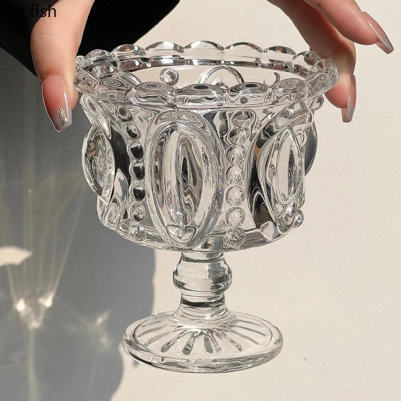Хрустальный стакан с высокой ножкой Стаканчики для мороженого Десертный стакан Бокал Чашки для напитков Десертная чаша Бокал для вина Питьевые стаканы