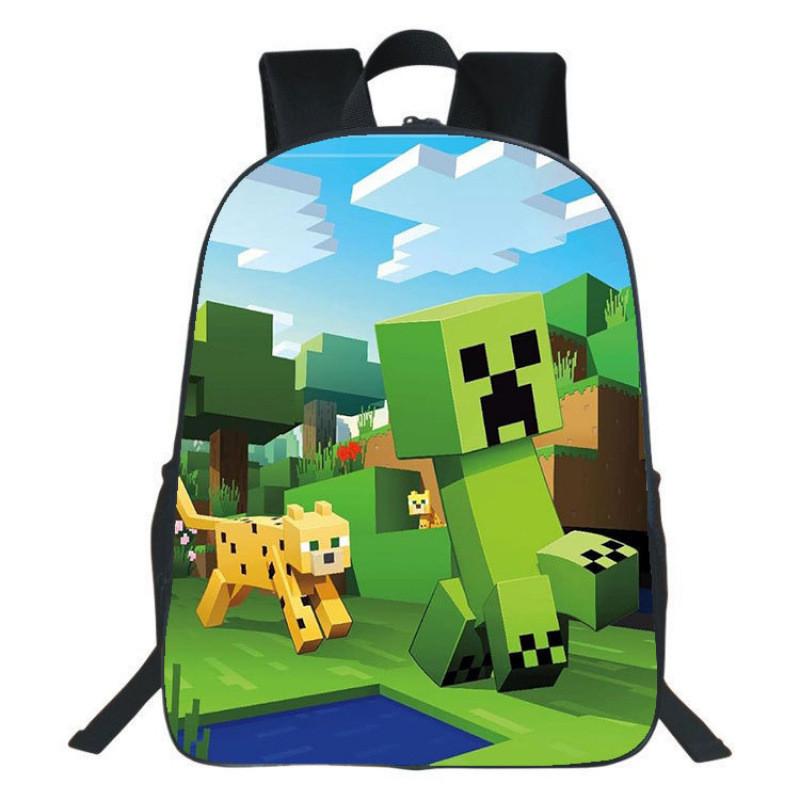 Рюкзак Minecraft для детей с принтом, нейлоновый школьный рюкзак с мягкими лямками для учеников начальной школы