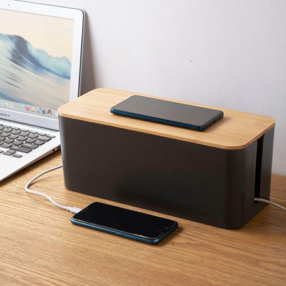 Hidden Desktop Cable Finishing White Line Storage Bin Power Strip Case Cable Storage Box Wire Case