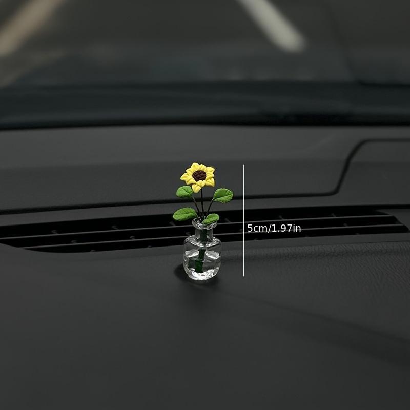 Подсолнух Отделка приборной панели и окна автомобиля Милые креативные аксессуары для интерьера автомобиля, декор приборной панели