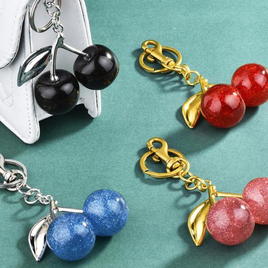 Сверкающий брелок с подвеской в виде вишни, металлическая сумка с вишней, брелок для ключей, подвеска для сумки, сумки, кошелька, ключа