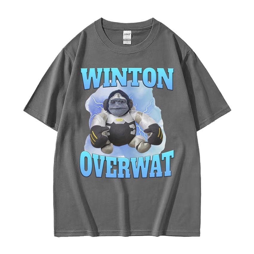 Winton Overwat Мем Смешная Игровая Футболка Мужская Высокое Качество Повседневная Оверсайз Футболки Унисекс Ретро Мультфильм Чистый Хлопок Футболка Топы