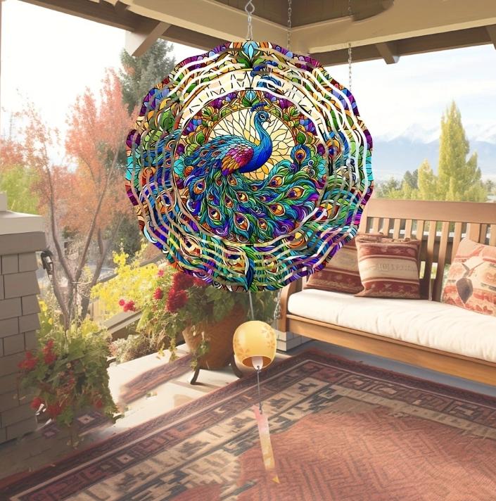 Peacock 3D Metal Wind Spinner - Hanging Wind Catcher, Perfect Outdoor Decor for Garden, Patio & Window - Ideal Gift for Mom,Wife