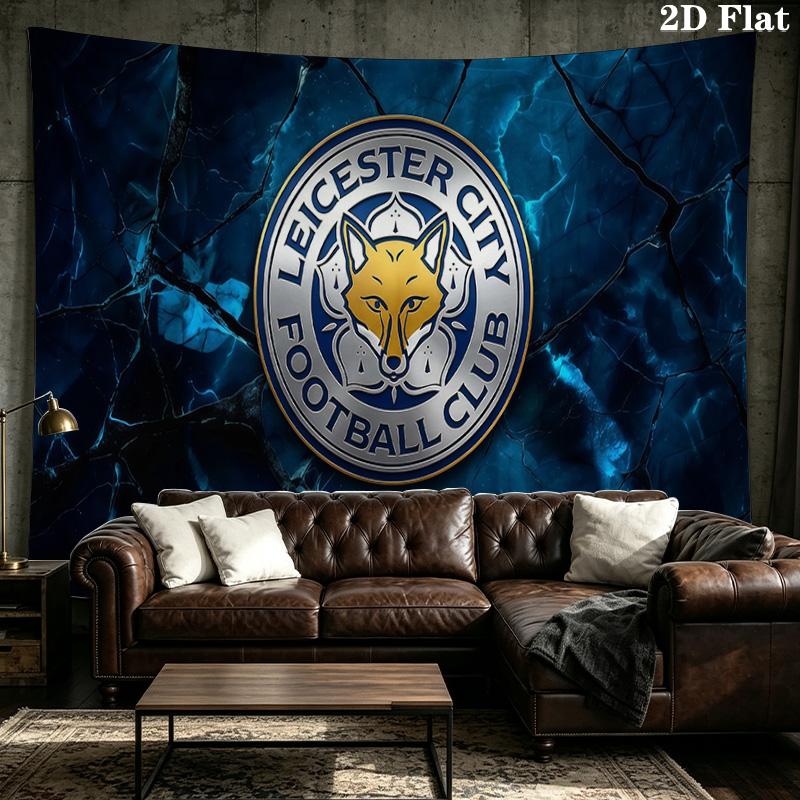 Custom Name Leicester City Football Club Printed Tapestry – Wall Hanging for Bedrooms, Dorms, and Home Decor