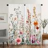 2Pcs Rtic Floral Curtains With Green Leaf Design, Rod Pocket For Easy Hanging, Vibrant Wildflower Botanical Print For Bedroom