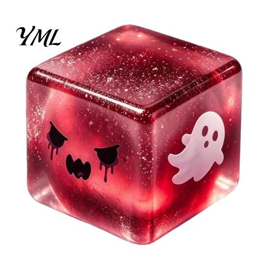 Handmade Diy Craft Accessories Halloween Ghost Squeeze Cube, Glitter Slow Rising Fidget Toy, Unique Board Game Dice Soft Decompression Sensory Toy for