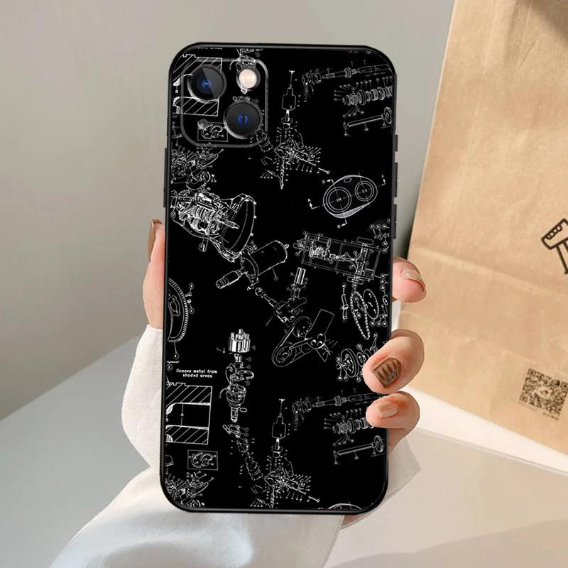 Автозапчасти Автомобильный Двигатель Чехол для Телефона Для iPhone 17 Air 16 15 13 11 12 14 Pro Max 13 12 mini 15 16 Plus 16e Чехол Coque