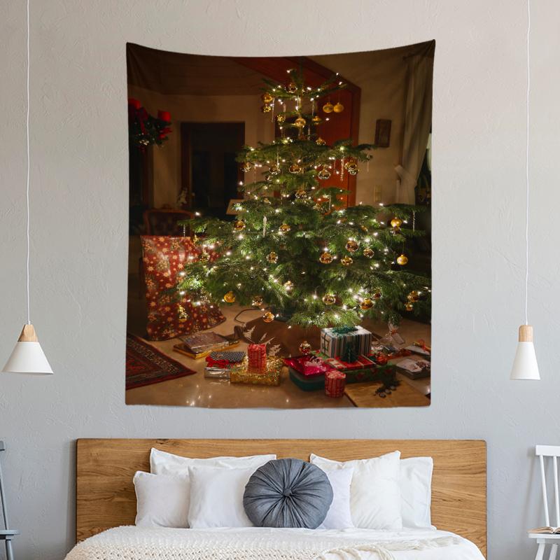 Christmas Tree Decoration Printed Pattern Tapestry Home Living Room Bedroom Wall Decoration Background Cloth Tapestry 230x180cm