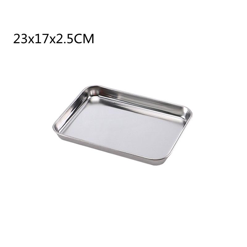 Stainless Steel Thick Food Storage Trays Rectangle Steamed Sausage Dish Restaurant Bread Fruit Plate Kitchen Utensils