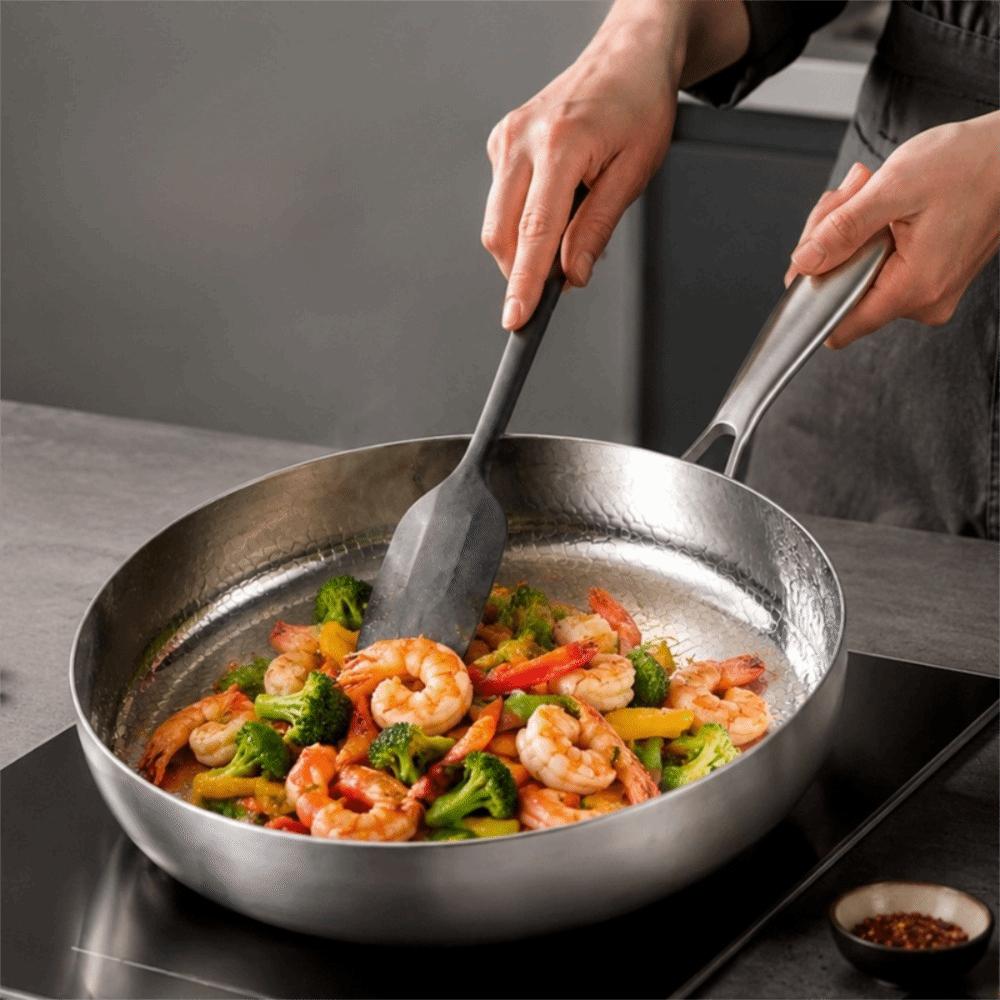 Titanium Zinc Zinc Alloy Hammered Texture Frying Pan Fast Heating Steak Skillet Non-stick Pot Fried Eggs