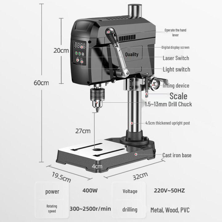 Высокоточный бесколлекторный настольный сверлильный станок с цифровым дисплеем для домашнего использования