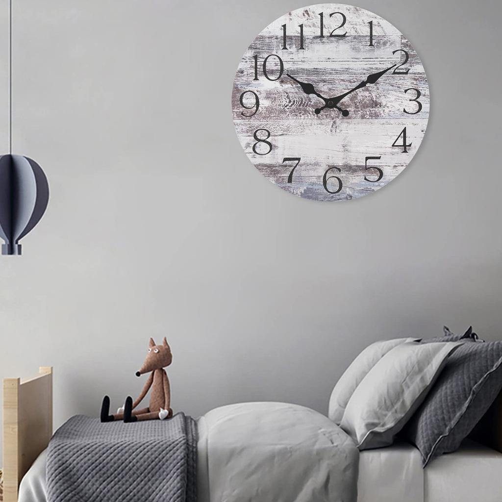 Silent Non Ticking Wall Clocks Battery Operated, Themed Clock For Bathroom Kitchen Home Office Living Room Bedroom