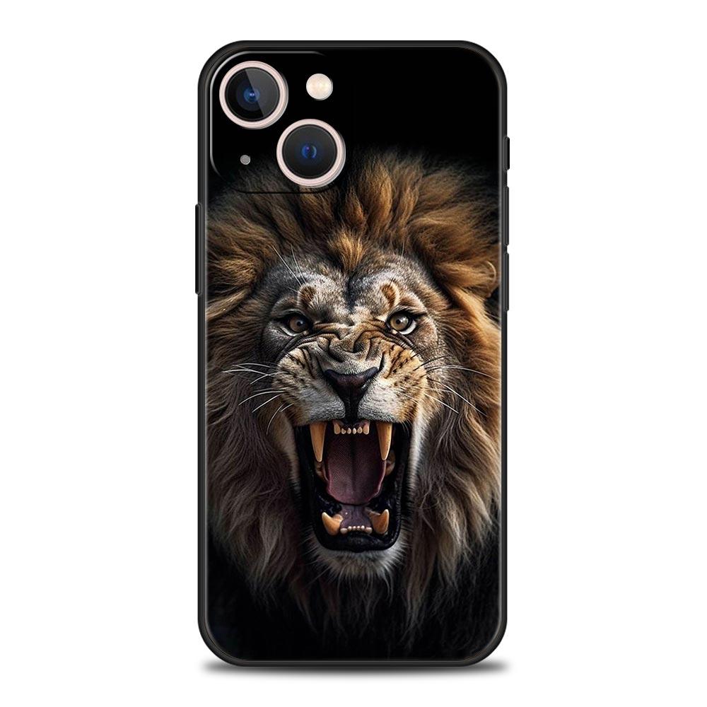 Чехол для телефона 'Лев Альфа-самец Львенок' для iPhone 17 16 15 Pro Max 11 12 13 14 7 8 Plus SE 2020 X XR XS Мягкий Черный