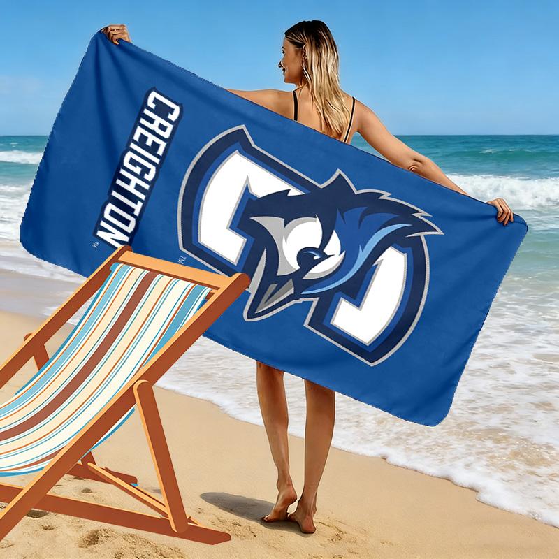 Creighton Blue Jays Print Beach Towel, Large Soft Quick Dry Towel for Beach Camping Swimming