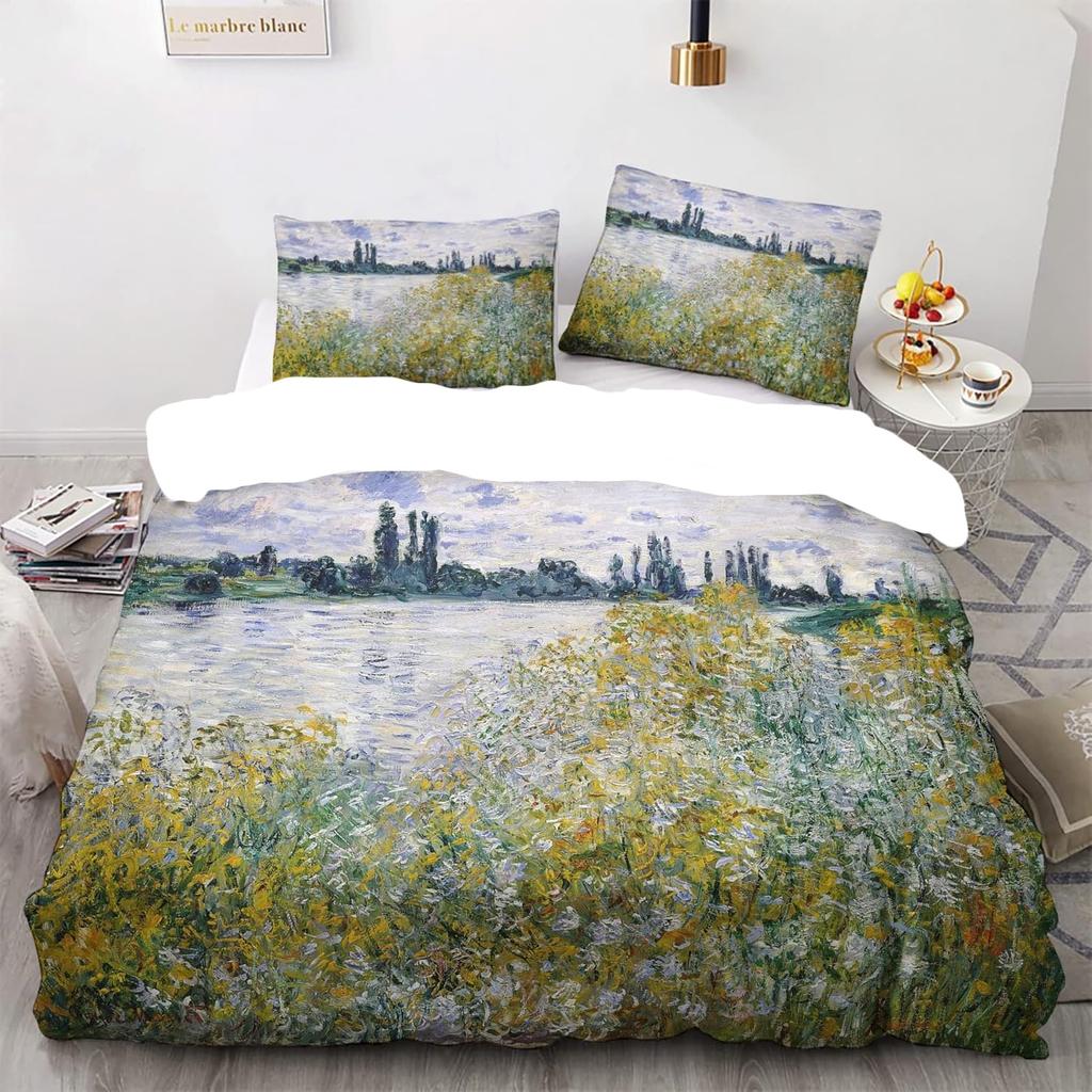 Пододеяльник размера «Квин» Ван Гог «Цветущий абрикос» Комплект постельного белья с 2 наволочками Узорчатый пододеяльник Мягкая легкая микрофибра