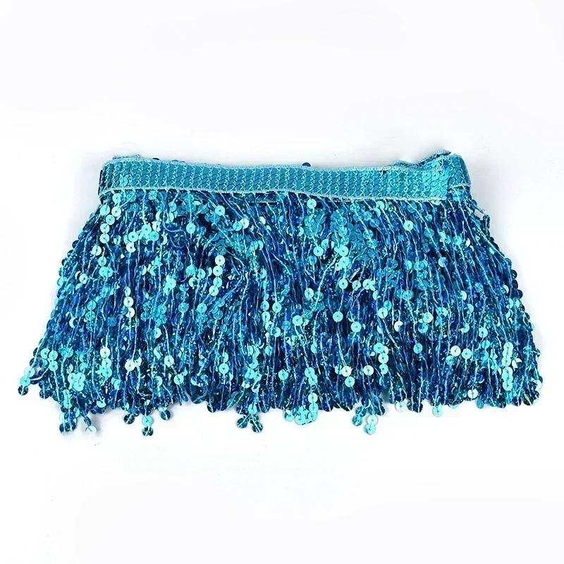 Meetee 1/2/3 ярда 16 см бахрома с пайетками, кисточки, этническая кружевная тесьма, лента с бахромой, отделка для юбки для латинских танцев, одежды, швейная фурнитура