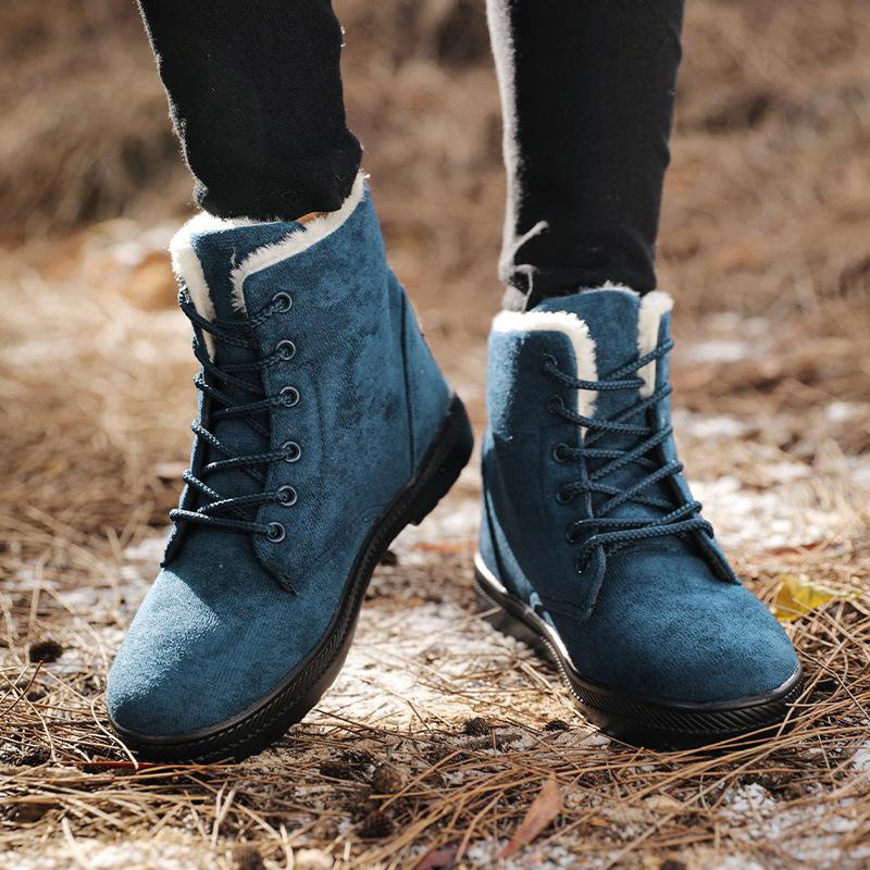Зимние сапоги большого размера кожаные женские хлопковые туфли женские сапоги зимние теплые женские туфли утолщенные модные женские туфли