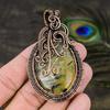 Prehnite Gemstone Copper Wire Wrap Jewelry Pendant 2.88