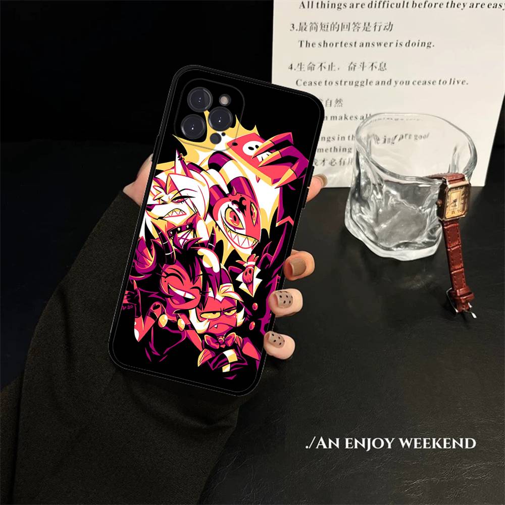 Мультяшный Чехол H-Helluva Boss Для Iphone 17 16 15 14 13 12 11 Pro Max Plus Черный Защитный Чехол