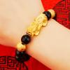 Luxury 24k Gold Pixiu Imitation Agate Bracelet for Men, Obsidian Bracelet, Sand Gold