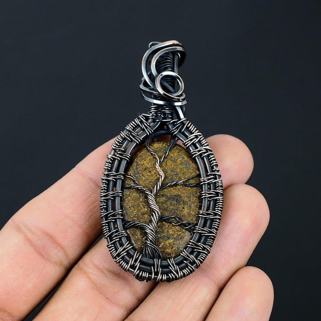 Bronzite Gemstone Handmade Pure Copper Wire Wrap Jewelry Pendant For Women
