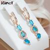 Длинные серьги с кисточками Kinel, синие цирконы для женщин, модные свадебные украшения, аксессуары