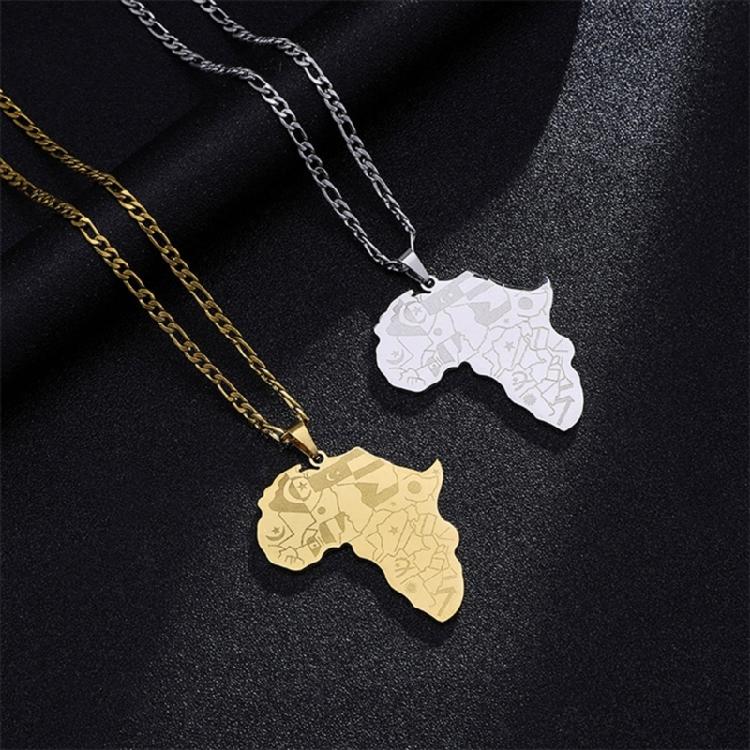Нержавеющая сталь Карта Африки Кулон Ожерелье Украшения Африканский Символ Ожерелье