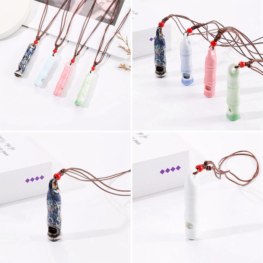 Керамические украшения Бамбуковый свисток, в который можно дуть Винтажное ожерелье Торговая цепочка Богемские украшения