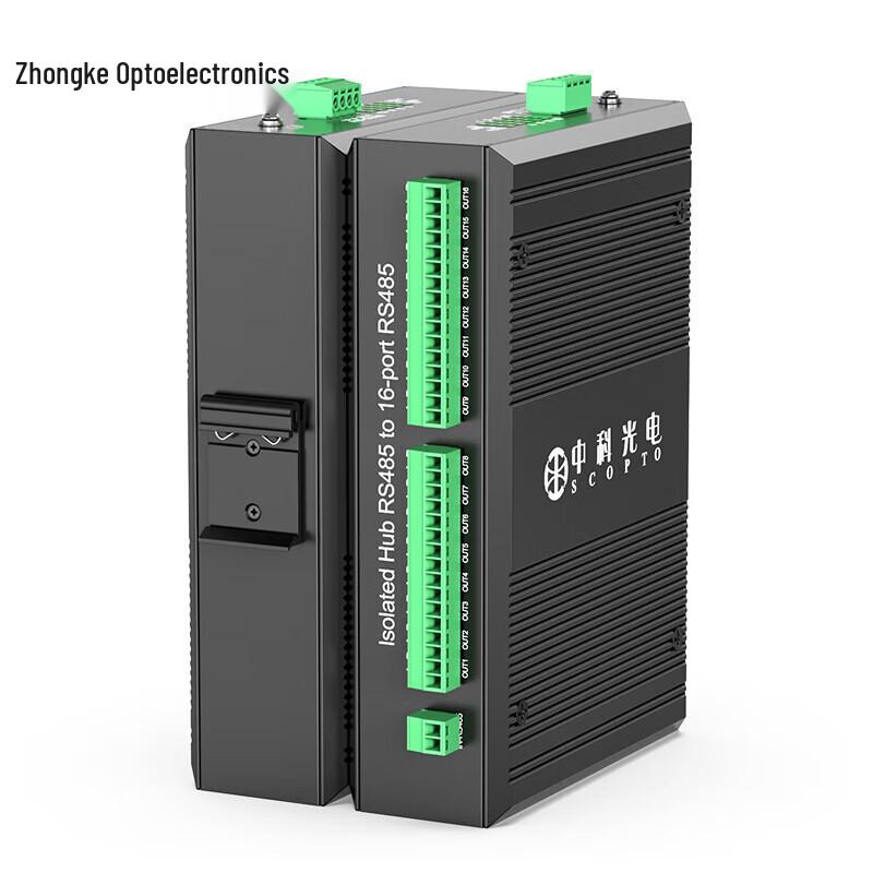 Zhongke Industrial DIN Rail RS485 Hub (1-to-16 Port)