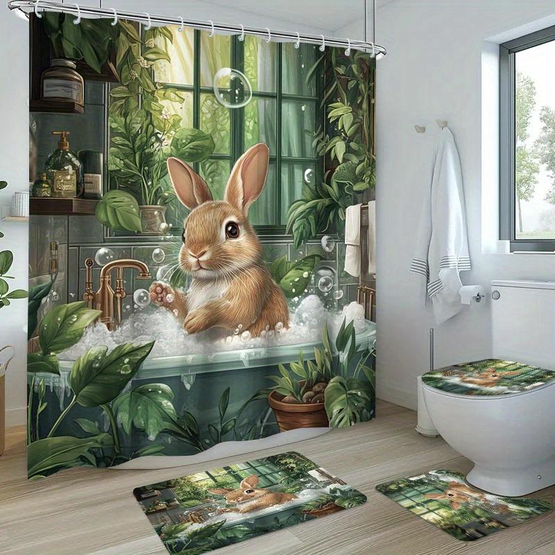1/4 шт. Весенний пасхальный день водонепроницаемый комплект занавесок для душа декоративный набор для ванной комнаты нескользящий коврик для унитаза коврик для ванной и 12 крючков
