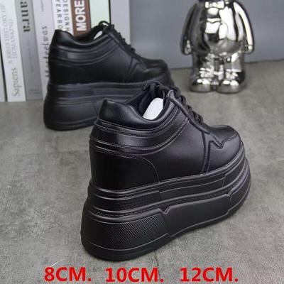 Белые женские кроссовки на платформе из натуральной кожи с толстой подошвой - Повседневная обувь, увеличивающая рост